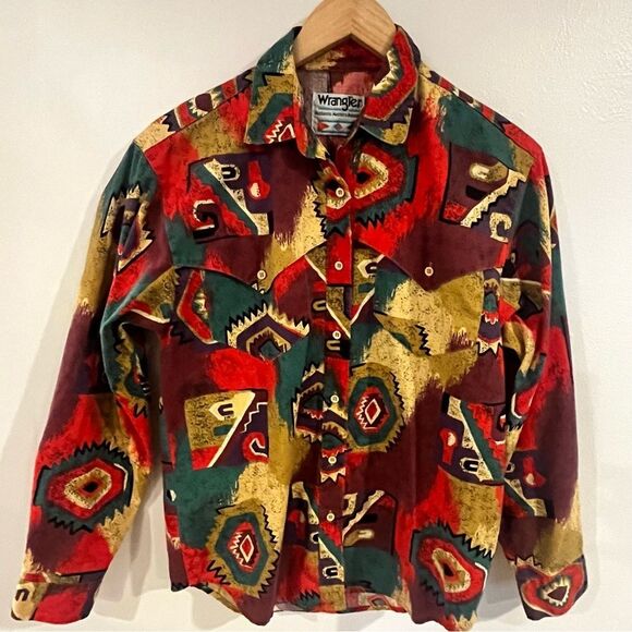 Wrangler Vintage Aztec Tribal Button Down Cowgirl Shirt S